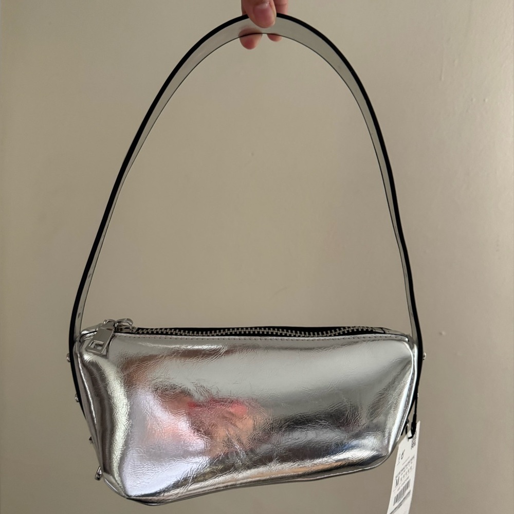 ZARA Silver Asymmetric Shoulder Bag